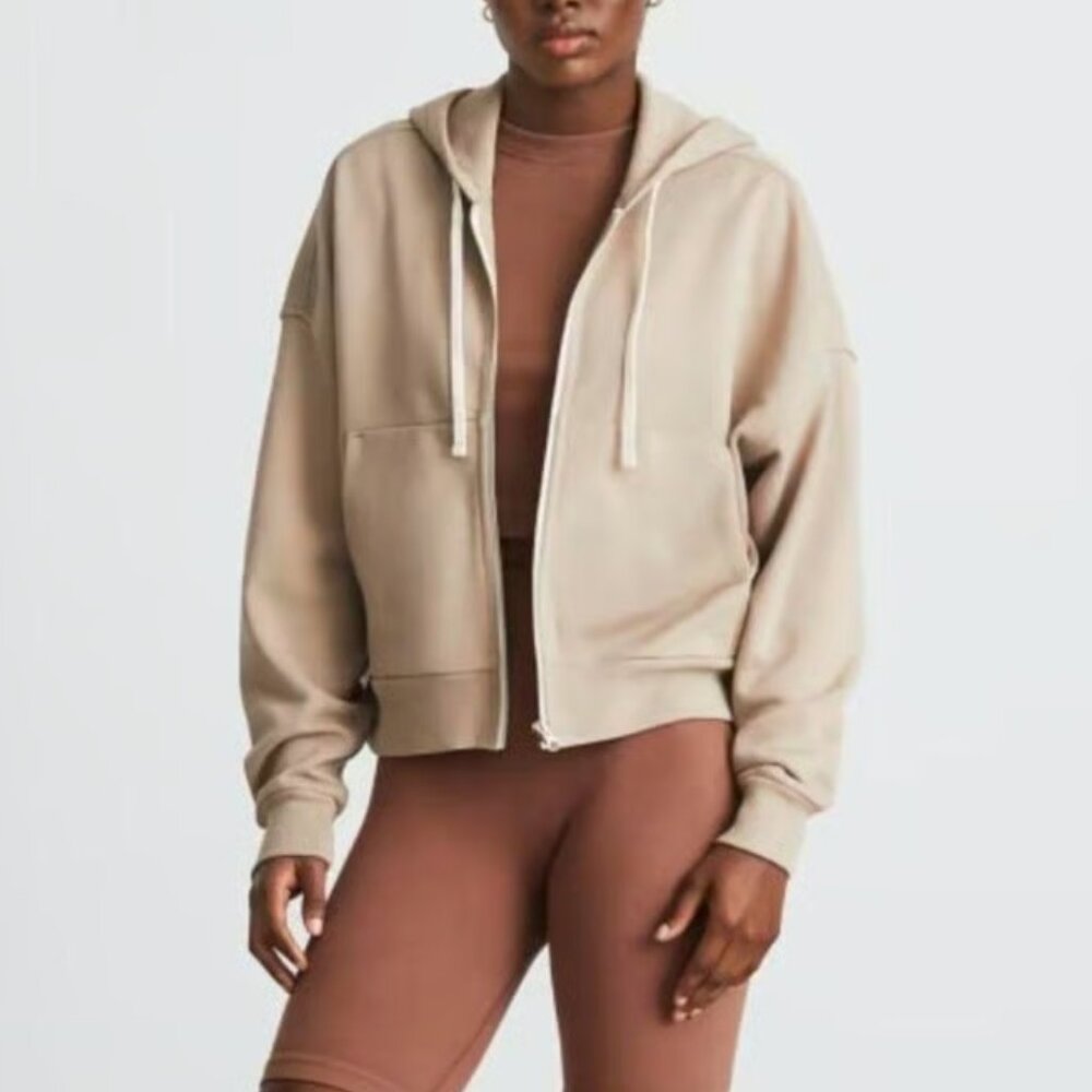 Everlane Track Organic Cotton Hoodie, Burnt Sugar, Size XS
